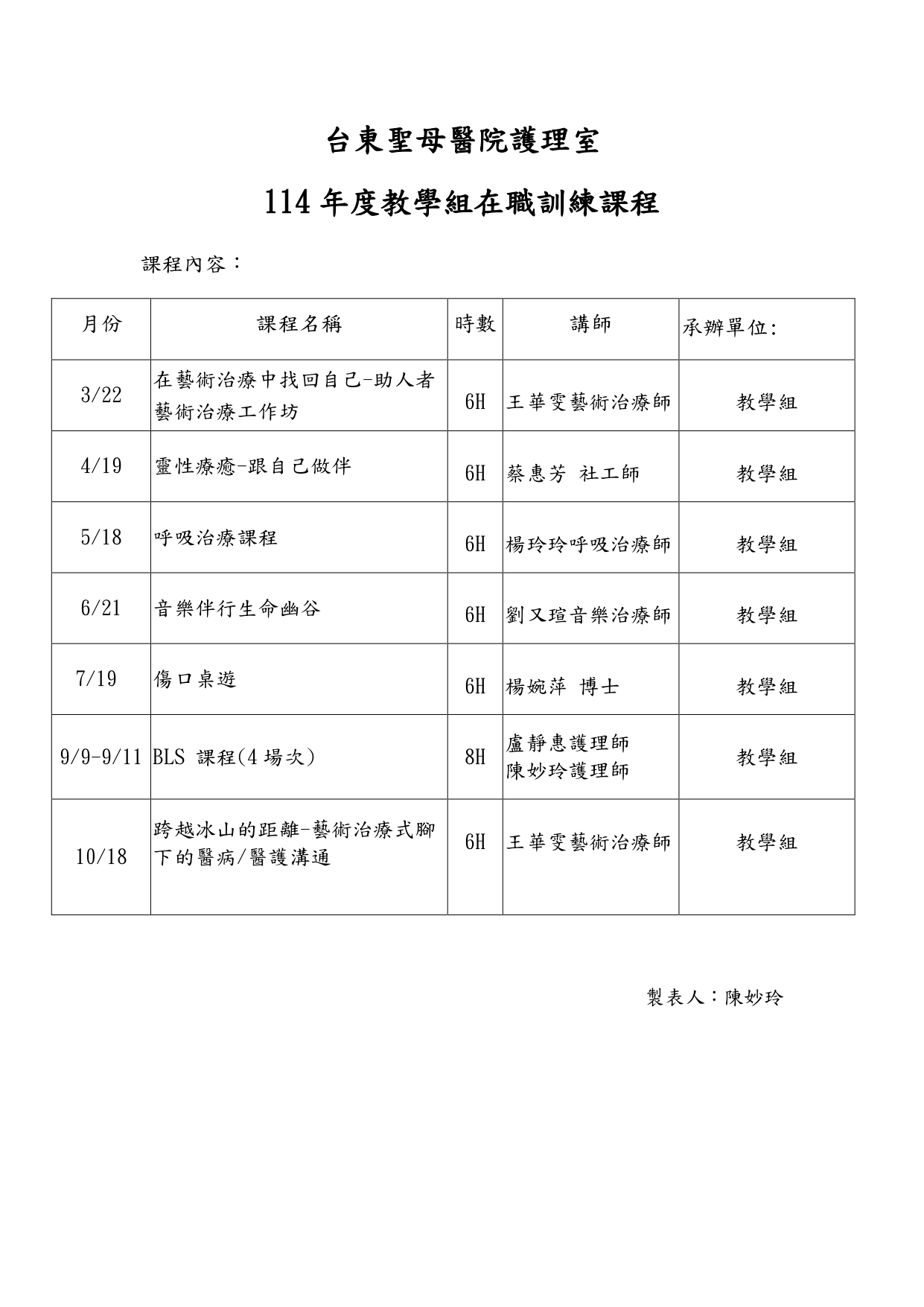 長照人員在職教育訓練課程
